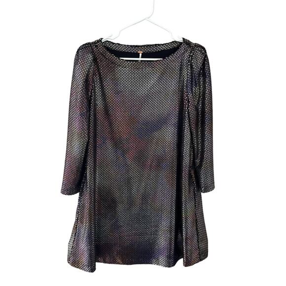 Free People Diamonds Are Forever Shimmer Metallic Mod Shift Cocktail Party Dress - Picture 3 of 12